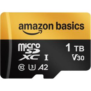 imageAmazon Basics 1TB Micro SD Card with Reader Adapter Fast Speed Up to 200MBs Black 1Pack1TB