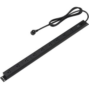 imageAmazon Basics 9 Outlet Surge Protector Power Strip Heavy Duty Metal 600 Joule 6 ft Cord Rectangle Mountable Black