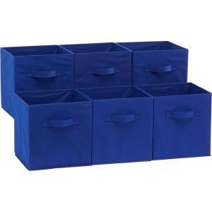 imageAmazon Basics Cube Organizer Storage Bins Handles Collapsible Fabric Pack of 6 105quotx105quotx11quot BlackNavy