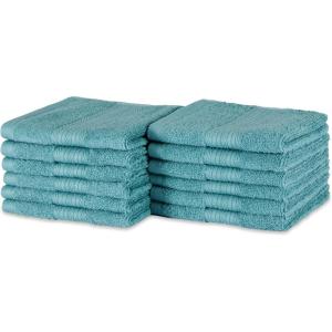 imageAmazon Basics FadeResistant Organic Cotton Washcloth 12 Pack 12quotx12quot TaupeTeal Green