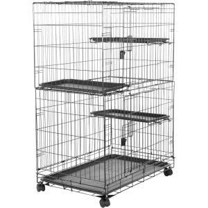 imageAmazon Basics Large 3Tier Cat DurablePliable Cage Playpen Box Crate Kennel  358quotL x 224quotW x 506quotH Black