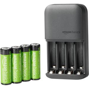 imageAmazon Basics Rechargeable NiMh AAA 800mAh 8 Pack  AA 2000mAh 8 Pack with 8 Bay Battery Charger No AC Power Adapter USB C PortAC Charger4AA