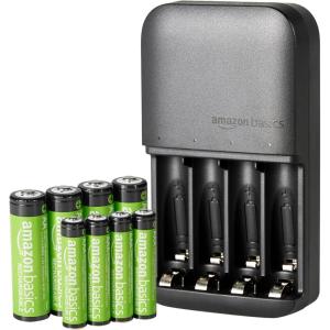 imageAmazon Basics Rechargeable NiMh AAA 800mAh 8 Pack  AA 2000mAh 8 Pack with 8 Bay Battery Charger No AC Power Adapter USB C PortAC Charger4AA4AAA