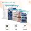 imageAmazon Basics Vacuum Compression Space Saving Storage Bags with Hand Pump Multiple Sizes Pack of 15 WhiteWhite  Sky Blue