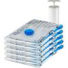 imageAmazon Basics Vacuum Compression Space Saving Storage Bags with Hand Pump Multiple Sizes Pack of 15 WhiteWhite  Sky Blue