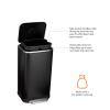 imageAmazon Basics Rectangular Trash Can with Lid Liner and SoftClose Foot Pedal 32l85 gallon BlackBlack