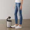 imageAmazon Basics Round Cylindrical SoftClose Small Trash Can With Foot Pedal for Bathroom and small space 5 Liter13 Gallon Brushed Stainless SteelBrushed Stainless Steel