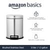 imageAmazon Basics Round Cylindrical SoftClose Small Trash Can With Foot Pedal for Bathroom and small space 5 Liter13 Gallon Brushed Stainless SteelBrushed Stainless Steel