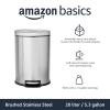 imageAmazon Basics Round Cylindrical SoftClose Small Trash Can With Foot Pedal for Bathroom and small space 5 Liter13 Gallon Brushed Stainless SteelBrushed Stainless Steel