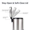 imageAmazon Basics Round Cylindrical SoftClose Small Trash Can With Foot Pedal for Bathroom and small space 5 Liter13 Gallon Brushed Stainless SteelBrushed Stainless Steel