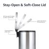 imageAmazon Basics Round Cylindrical SoftClose Small Trash Can With Foot Pedal for Bathroom and small space 5 Liter13 Gallon Brushed Stainless SteelBrushed Stainless Steel