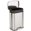 imageAmazon Basics Smudge Resistant Rectangular Trash Can With SoftClose Foot Pedal Brushed Stainless Steel 50 Liter132 Gallon Satin Nickel Finish 167quotL x 147quotW x 259quotHSatin Nickel