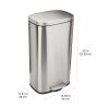 imageAmazon Basics Smudge Resistant Rectangular Trash Can With SoftClose Foot Pedal Brushed Stainless Steel 50 Liter132 Gallon Satin Nickel Finish 167quotL x 147quotW x 259quotHSatin Nickel