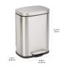 imageAmazon Basics Smudge Resistant Rectangular Trash Can With SoftClose Foot Pedal Brushed Stainless Steel 50 Liter132 Gallon Satin Nickel Finish 167quotL x 147quotW x 259quotHSatin Nickel