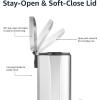 imageAmazon Basics Smudge Resistant Rectangular Trash Can With SoftClose Foot Pedal Brushed Stainless Steel 50 Liter132 Gallon Satin Nickel Finish 167quotL x 147quotW x 259quotHSatin Nickel