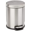 imageAmazon Basics Round Cylindrical SoftClose Small Trash Can With Foot Pedal for Bathroom and small space 5 Liter13 Gallon Brushed Stainless SteelBrushed Stainless Steel