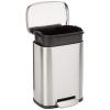 imageAmazon Basics Smudge Resistant Rectangular Trash Can With SoftClose Foot Pedal Brushed Stainless Steel 50 Liter132 Gallon Satin Nickel Finish 167quotL x 147quotW x 259quotHSatin Nickel