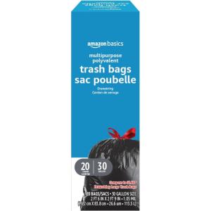 imageAmazon Basics Multipurpose Drawstring Trash Bags 30 Gallon 50 Count Previously Solimo20 Count Pack of 1