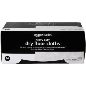 imageAmazon Basics Quilted Heavy Duty Dry Floor Cloths to Clean Dust Dirt Pet Hair 44 Count Pack of 1 White 11quot x 87quot