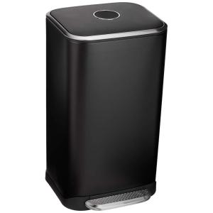 imageAmazon Basics Rectangular Trash Can with Lid Liner and SoftClose Foot Pedal 32l85 gallon BlackBlack