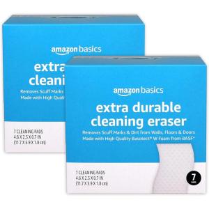 imageAmazon Basics Sponges for Cleaning Extra Durable Eraser White 14 Count 2 Packs of 7