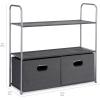 imageAmazon Basics Closet Storage Organizer with Fabric Bins Drawers and 3 Shelves Grey 327quot x 122quot x 31quot