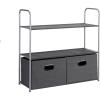 imageAmazon Basics Closet Storage Organizer with Fabric Bins Drawers and 3 Shelves Grey 327quot x 122quot x 31quot