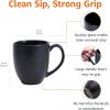 imageAmazon Basics 12pack Matte Black Ceramic Coffee Mug 16 ounces MicrowaveSafe Stoneware Commercialgrade