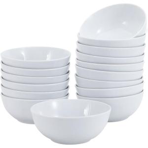 imageAmazon Basics 16Pack White Porcelain Coupe Bowl 59quot diameter Round Microwavesafe Commercialgrade