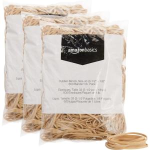 imageAmazon Basics Rubber Bands Size 19 312 x 116 Inch 1250 Bands1 lb Pack 3Pack TanSize 33 18