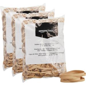 imageAmazon Basics Rubber Bands Size 19 312 x 116 Inch 1250 Bands1 lb Pack 3Pack TanSize 64 14