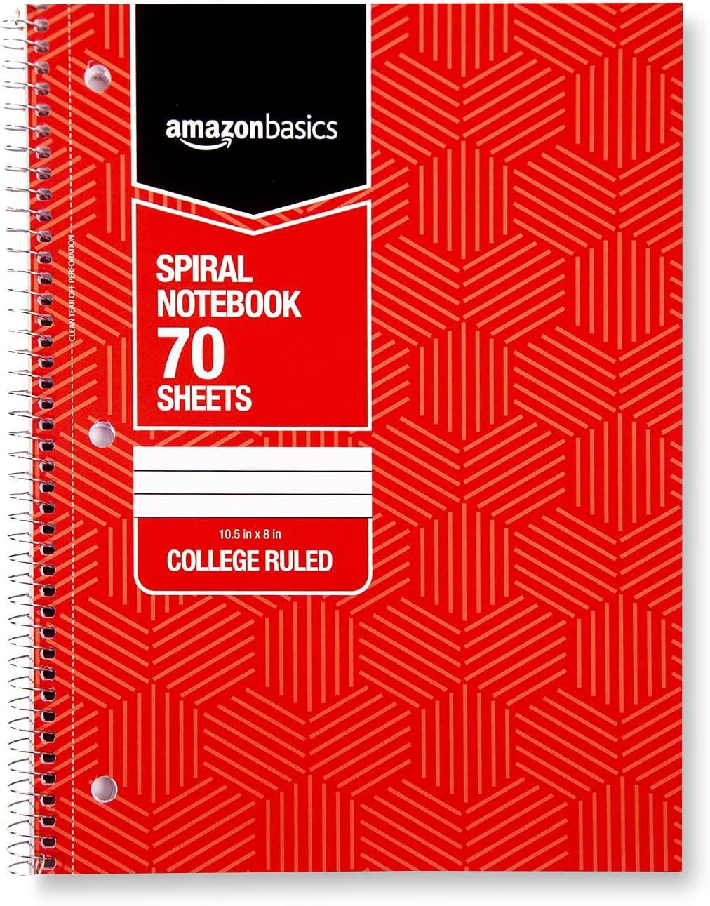 imageAmazon Basics College Ruled Wirebound Spiral Notebook 70 Sheet  5Pack Assorted Lattice Pattern ColorsAssorted Sunburst Pattern