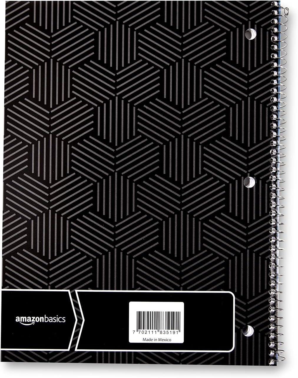 imageAmazon Basics College Ruled Wirebound Spiral Notebook 70 Sheet  5Pack Assorted Lattice Pattern ColorsAssorted Sunburst Pattern
