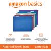 imageAmazon Basics Hanging File Folders Letter Size Aqua 25PackAssorted Jeweltone Colors