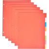 imageAmazon Basics Durable Multicolor 3Ring Binder Plastic Divider Set with Tab Labels 3Hole Punched Letter Size 8Tab Dividers for School and Organization 6 Pack Assorted Colors