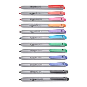 imageAmazon Basics Permanent Markers Retractable 12 Count Art Supplies for Home School and Office Use AssortedAssorted