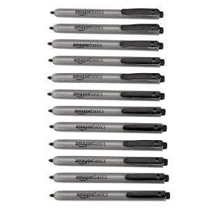 imageAmazon Basics Permanent Markers Retractable 12 Count Art Supplies for Home School and Office Use AssortedBlack