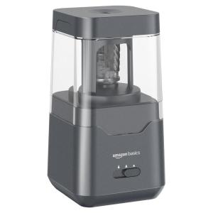 imageAmazon Basics Portable Electric Pencil Sharpener Helical Blade Auto Stop BatteryUSB Cord Operated Black 287 x 287 x 53 in