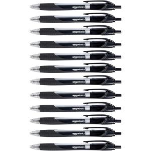 imageAmazon Basics Retractable Gel Ink Pens Fine Point Smooth Writing Black 12PackBlack