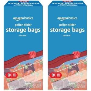 imageAmazon Basics Slider Gallon Food Storage Bags Stand ampamp Fill 90 CountGallon 90 Count Pack of 2