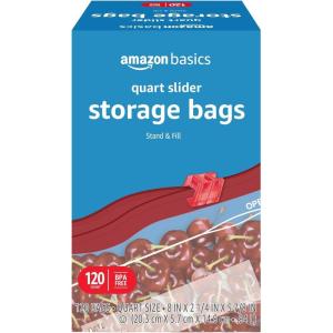 imageAmazon Basics Slider Gallon Food Storage Bags Stand ampamp Fill 90 CountQuart 120 Count