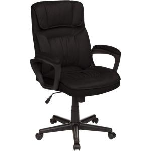 imageAmazonBasics Classic Office Desk Computer Chair  Adjustable Swiveling UltraSoft Microfiber  Light Gray Lumbar SupportBlack