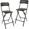 imageAmazon Basics Folding Stool with footrest 300lb Capacity 24quot Height Black Set of 2Black