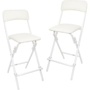 imageAmazon Basics Folding Stool with footrest 300lb Capacity 24quot Height Black Set of 2White