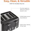 imageAmazon Basics 4 Slice Toaster With 7 Browning Settings Extra Wide Slots For Bagels and Special Breads Removable EasytoClean Crumb Trays CancelDefrostBagel Buttons 1500W Black ampamp Silver4 Slice