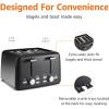 imageAmazon Basics 4 Slice Toaster With 7 Browning Settings Extra Wide Slots For Bagels and Special Breads Removable EasytoClean Crumb Trays CancelDefrostBagel Buttons 1500W Black ampamp Silver4 Slice
