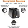 imageAmazon Basics 4 Slice Toaster With 7 Browning Settings Extra Wide Slots For Bagels and Special Breads Removable EasytoClean Crumb Trays CancelDefrostBagel Buttons 1500W Black ampamp Silver2 Slice