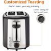 imageAmazon Basics 4 Slice Toaster With 7 Browning Settings Extra Wide Slots For Bagels and Special Breads Removable EasytoClean Crumb Trays CancelDefrostBagel Buttons 1500W Black ampamp Silver2 Slice