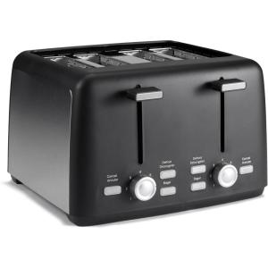 imageAmazon Basics 4 Slice Toaster With 7 Browning Settings Extra Wide Slots For Bagels and Special Breads Removable EasytoClean Crumb Trays CancelDefrostBagel Buttons 1500W Black ampamp Silver4 Slice