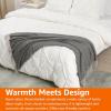 imageAmazon Basics Chunky Cable Knit Throw Blanket for Couch Sofa Bed Lightweight Soft Cozy Sage Green 50quotx 60quotDark Gray and Light Gray Herringbone